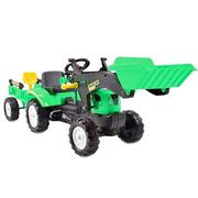 Jeździki dla dzieci - Super-Toys Traktor Na Pedały Z Przyczepą I Łyżką TR-3005-ZIELONY - miniaturka - grafika 1