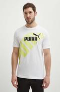 Koszulki męskie - Puma t-shirt bawełniany POWER męski kolor biały wzorzysty 678960 - miniaturka - grafika 1