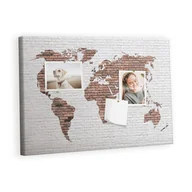 Tablice i flipcharty - Kolorowy Organizer - Tablica Korkowa z Pinezkami - Ceglana mapa świata 60x40 cm - miniaturka - grafika 1