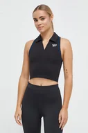 Koszulki sportowe damskie - Reebok top treningowy kolor czarny - miniaturka - grafika 1