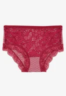 Majtki damskie - Bordowe Bawełniane Majtki Figi z Koronką Wexne - miniaturka - grafika 1