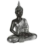 Figurki dekoracyjne - Figurka dekoracyjna, Budda w srebrnej szacie, tworzywo sztuczne, 62 cm - miniaturka - grafika 1