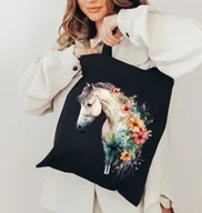 Torby i wózki na zakupy - Torba bawełniana na zakupy - z koniem - miniaturka - grafika 1