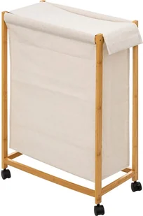 Wąski kosz na pranie na kółkach, tekstylny worek i bambusowy stelaż, 55 x 28 x 80 cm - Kosze na bieliznę Wąski kosz na pranie na kółkach, tekstylny worek i bambusowy stelaż, 55 x 28 x 80 cm - Kosze na bieliznę - miniaturka - grafika 1