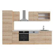 Meble kuchenne - Vicco Aneks kuchenny R-Line, Dąb Sonoma/Goldkraft, 300 cm , BP Marmur - miniaturka - grafika 1