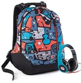 Plecaki - Seven Zaino Double Jungle, Plecak z podwójną dżunglą dla dzieci i chłopców, niebieski, Wymiar: 27X42X19 CM; Pojemność: 26 LT -, Niebieski, DIMENSIONI: 27X42X19 CM; Capacità: 26 LT, Amerykanin - miniaturka - grafika 1