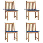 Fotele i krzesła ogrodowe - vidaXL Krzesła ogrodowe, 4 szt., z poduszkami, lite drewno tekowe! 3073098 - miniaturka - grafika 1