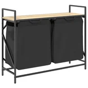 Kosze na bieliznę - Kosz na pranie czarny z dwoma przegrodami i półką dąb sonoma N0-D80 - miniaturka - grafika 1