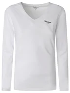 Koszulki i topy damskie - Pepe Jeans Koszulka damska Korine L/S, 800 biały, S - miniaturka - grafika 1