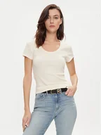 Koszulki i topy damskie - Tommy Hilfiger T-Shirt WW0WW41776 Beżowy Slim Fit - miniaturka - grafika 1