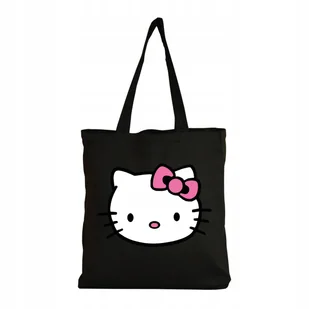 Eko Torba Bawełniana na ramię Zakupy Shopper Torebka Hello Kitty Kotek 49 - Torby i wózki na zakupy - miniaturka - grafika 1