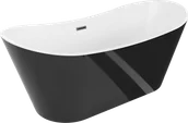 Wanny - Mexen Montana wanna wolnostojąca 150 x 75 cm, biała/czarna, przelew gun metal szczotkowany - 52011507575-95 - miniaturka - grafika 1