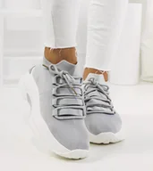 Botki damskie - Szare sneakersy damskie Barraza-37 - miniaturka - grafika 1