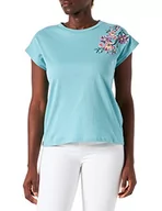 Koszulki i topy damskie - Springfield Damska koszulka z kwiatami na ramię podkoszulka, turkusowa/kaczka, XS - miniaturka - grafika 1