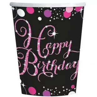 Amscan Kubeczki, Happy Birthday, róż - Naczynia i sztućce jednorazowe - miniaturka - grafika 1