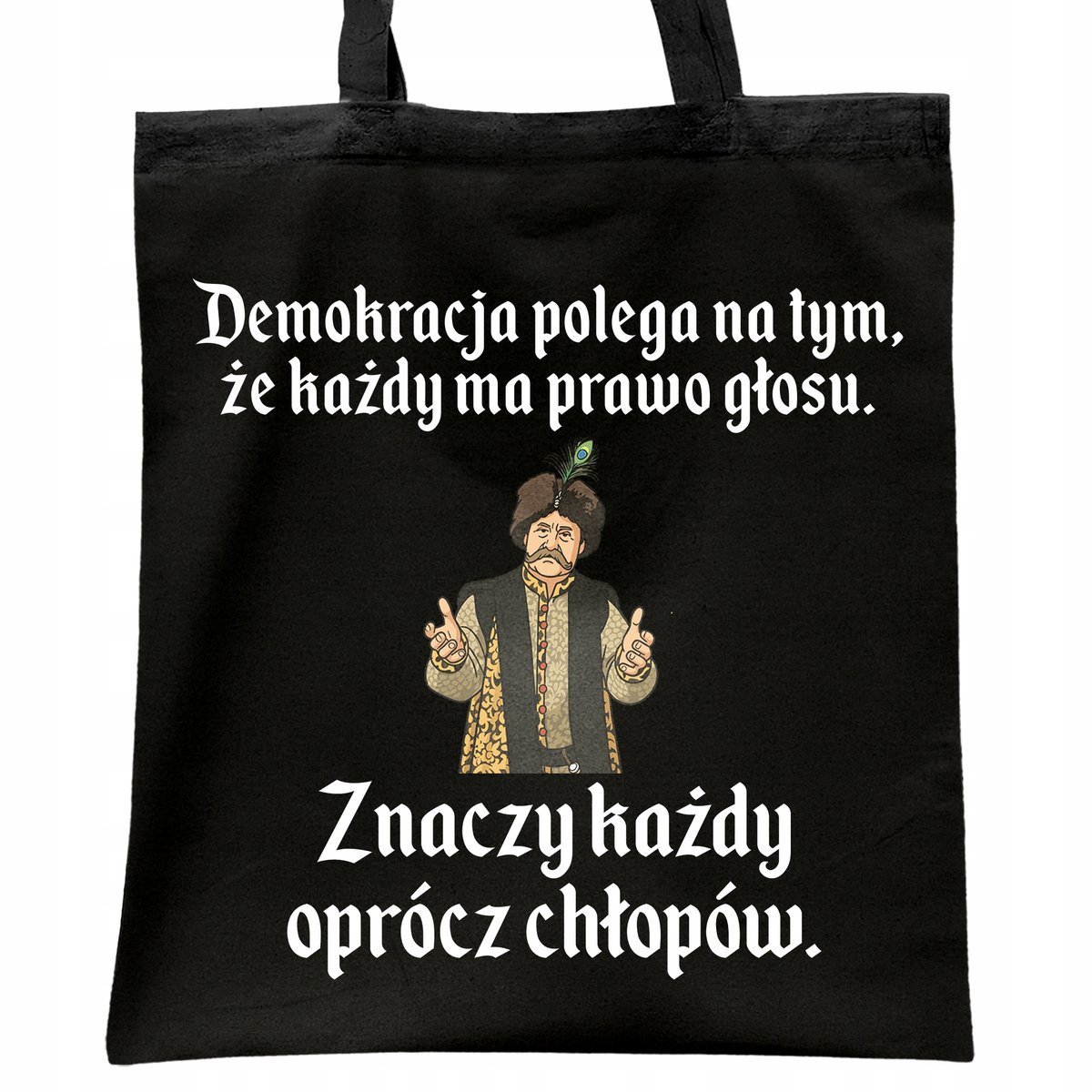 Torba bawełniana czarna na zakupy 1670 Demokracja Polega Na Tym
