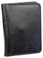 Etui na dokumenty i karty - Etui Na Karty Dokumenty PolskaGalanteria Duże CZARNY Skóra Naturalna Pionowe z Miejscem Na Bilon MOTYW STATEK 12 x 9 [cm] - miniaturka - grafika 1