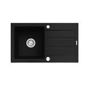 Zlewozmywaki - Maidsinks Zlewozmywak granitowy jednokomory z ociekaczem Promo 76x44 1B 1D karbon czarny - miniaturka - grafika 1