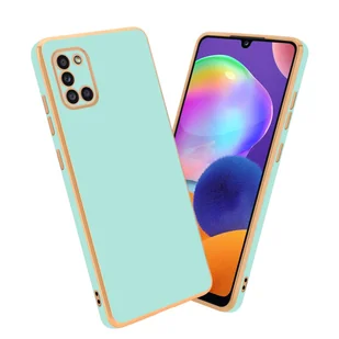 Pokrowiec Do Samsung Galaxy A31 Etui w Glossy Miętowa Zielona - Złoto TPU Silikonowe Obudowa Case Cover Cadorabo - Etui i futerały do telefonów - miniaturka - grafika 1