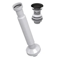 Syfony - Syfon umywalkowy Universal, spust klik-klak z przelewem, czyszczony z góry, duży grzybek ceramiczny czarny - miniaturka - grafika 1