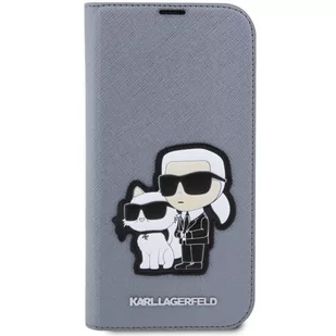 Karl Lagerfeld KLBKP14XSANKCPG iPhone 14 Pro Max 6.7" bookcase srebrny/silver Saffiano Karl & Choupette - Etui i futerały do telefonów - miniaturka - grafika 3