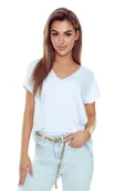 Bluzki damskie - Bluzka damska z krótkim rękawem 2w1 Miriam biała S - miniaturka - grafika 1