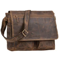 Torby męskie - GreenBurry Vintage Leather Shoulder Bag with Laptot compartment Antique brown 35x32cm - miniaturka - grafika 1