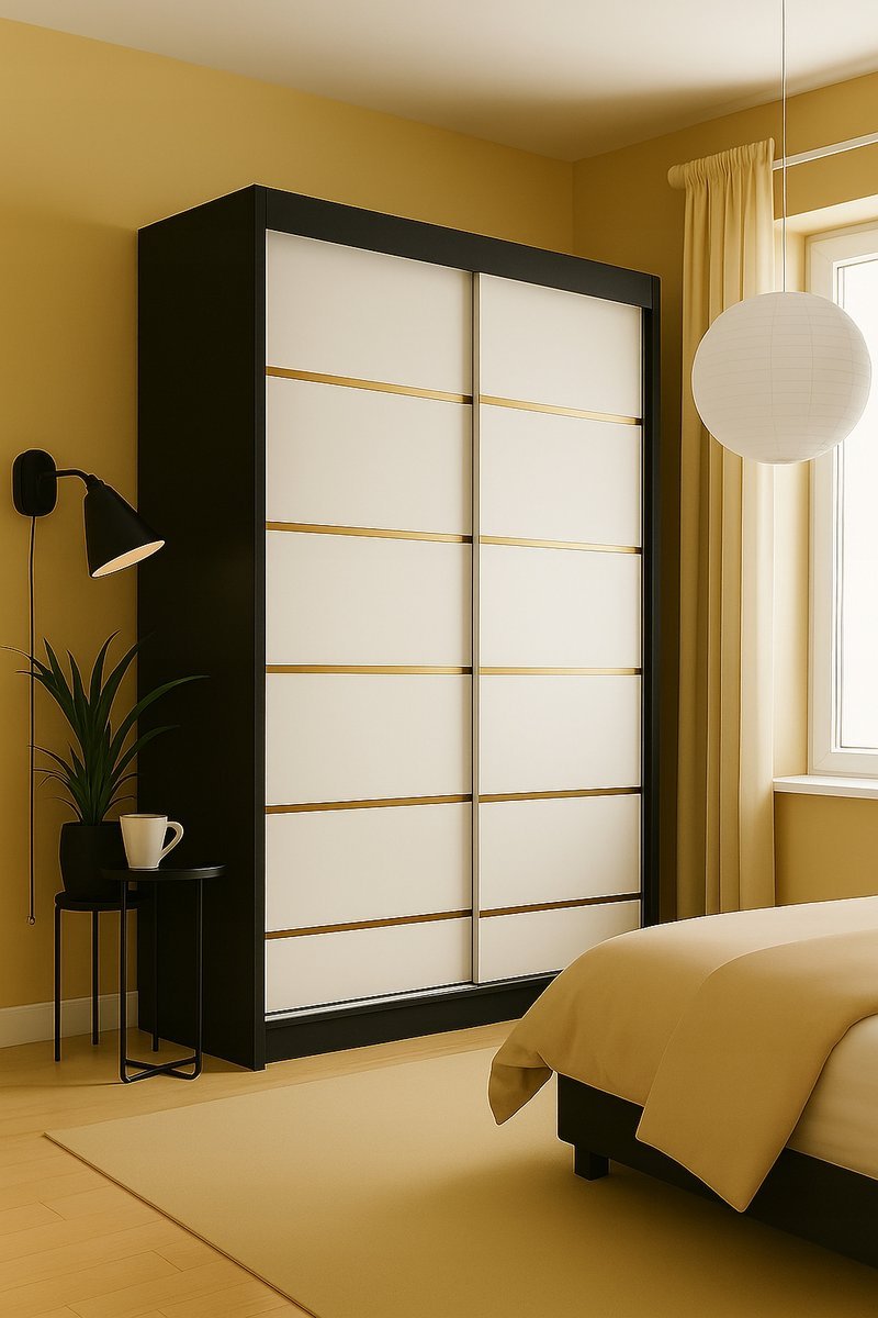 SZAFA przesuwna z półkami drążkiem 150 cm ZIA IV duża pojemna GARDEROBA