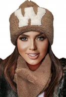 Czapki damskie - Zimowy Damski Komplet Czapka i Komin Szalik Woolk - miniaturka - grafika 1