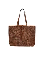 Torebki damskie - PIECES Damska torba na zakupy Pcalex Foiled Suede Shopper Fc, rozmiar uniwersalny, Beżowy/Aop: beżowy Leo, jeden rozmiar - miniaturka - grafika 1