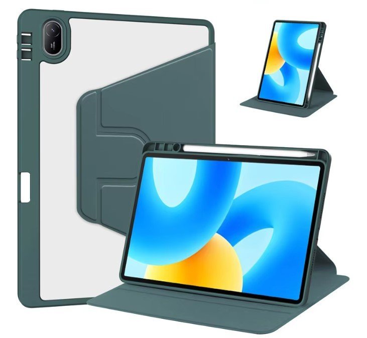 Eleganckie estetyczne obrotowe etui pencil kolor zielony z miejscem na rysik w etui do tabletu Huawei MatePad 11.5 S 2024 TGR-W09