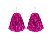 Dodatki do strojów karnawałowych - Pompony cheerleaderki metaliczne różowe - 2 szt. - miniaturka - grafika 1