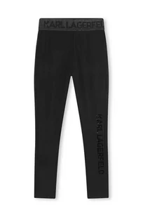 Karl Lagerfeld legginsy dziecięce kolor czarny gładkie - Spodnie i spodenki dla dziewczynek - miniaturka - grafika 1