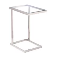 Ławy i stoliki kawowe - STOLIK POMOCNICZY HUDSON srebrno szklany styl nowoczesny II - miniaturka - grafika 1