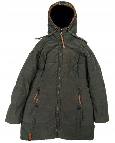 Kurtka Damska Zimowa Pikowana Z Kapturem Khaki Bawełna M K2A