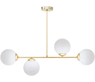 Żyrandol na drążku FIRA 4xE27/60W/230V złoty - Lampy sufitowe - miniaturka - grafika 1