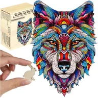 Puzzle - Puzzle Drewniane Układanka Edukacyjna Klocki dla Dzieci Dorosłych Gra Wilk - miniaturka - grafika 1