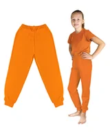 Moda i Uroda OUTLET - LEKKIE SPODNIE DRESOWE DZIECI��CE POMARA��CZOWE D��UGIE CIENKIE DLA CH��OPCA DZIEWCZYNKI HALLOWEN STR��J DYNIA 140 - miniaturka - grafika 1