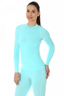 Bielizna sportowa damska - Bluza termoaktywna damska Brubeck Thermo LS13100 błękitny - grafika 1
