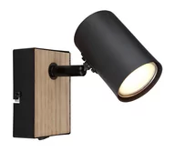 Lampy ścienne - Globo 57911-1BW - Kinkiet punktowy ROBBY 1xGU10/35W/230V czarny/brązowy - miniaturka - grafika 1