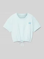 Koszulki dla dziewczynek - T-shirt o kroju relaxed fit z czystej bawełny z nadrukiem z napisem - miniaturka - grafika 1