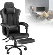 Fotele gamingowe - LZQ fotel dla gracza fotel do biurka fotel biurowy ergonomiczny, wyściełane podłokietniki, mechanizm bujania, udźwig do 150 kg, winda testowana przez czarny - miniaturka - grafika 1