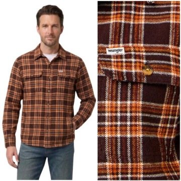 Wrangler Overshirt gruba luźna bawełniana koszula męska kurtka w kratę L
