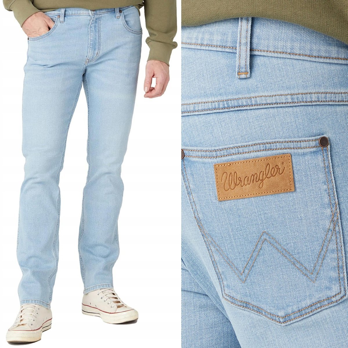 Wrangler GREENSBORO Blue Waves PROSTE SPODNIE JEANSOWE BLUE DżINS W34 L32