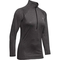 Swetry damskie - Under Armour Damski sweter Tech Solid zamek błyskawiczny do połowy zamka Szary Carbon Heather (090)/srebro metaliczne XL 1320126-090-X-Large - miniaturka - grafika 1