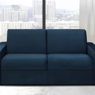 Sofy i kanapy - Kanapa 2-osobowa z ekspresowym mechanizmem rozkładania z weluru CALITO - Granatowy - Wymiary miejsca do spania: 120 cm - Materac 14 cm z pamięcią kszt - miniaturka - grafika 1