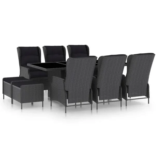Stylowy zestaw mebli ogrodowych z ciemnoszarego rattanu PE, 200x100x74 cm