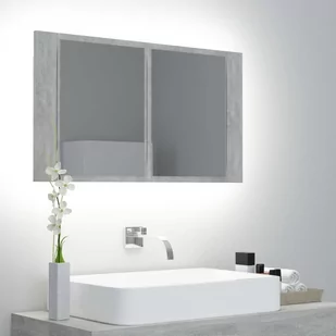 vidaXL vidaXL Szafka górna z lustrem i LED 80cm szarość betonu 804968 804968 - Szafki łazienkowe - miniaturka - grafika 1