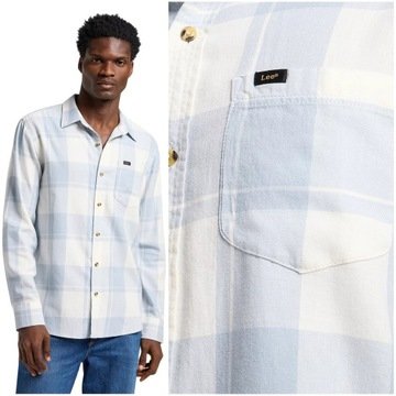 Lee Mercantile Shirt Ecru luźna bawełniana koszula w kratę Relaxed Fit L