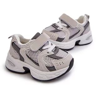 FR1 Dziecięce Buty Sportowe Sneakersy Na Rzep Szare Rulagia - Buty dla dziewczynek - miniaturka - grafika 1